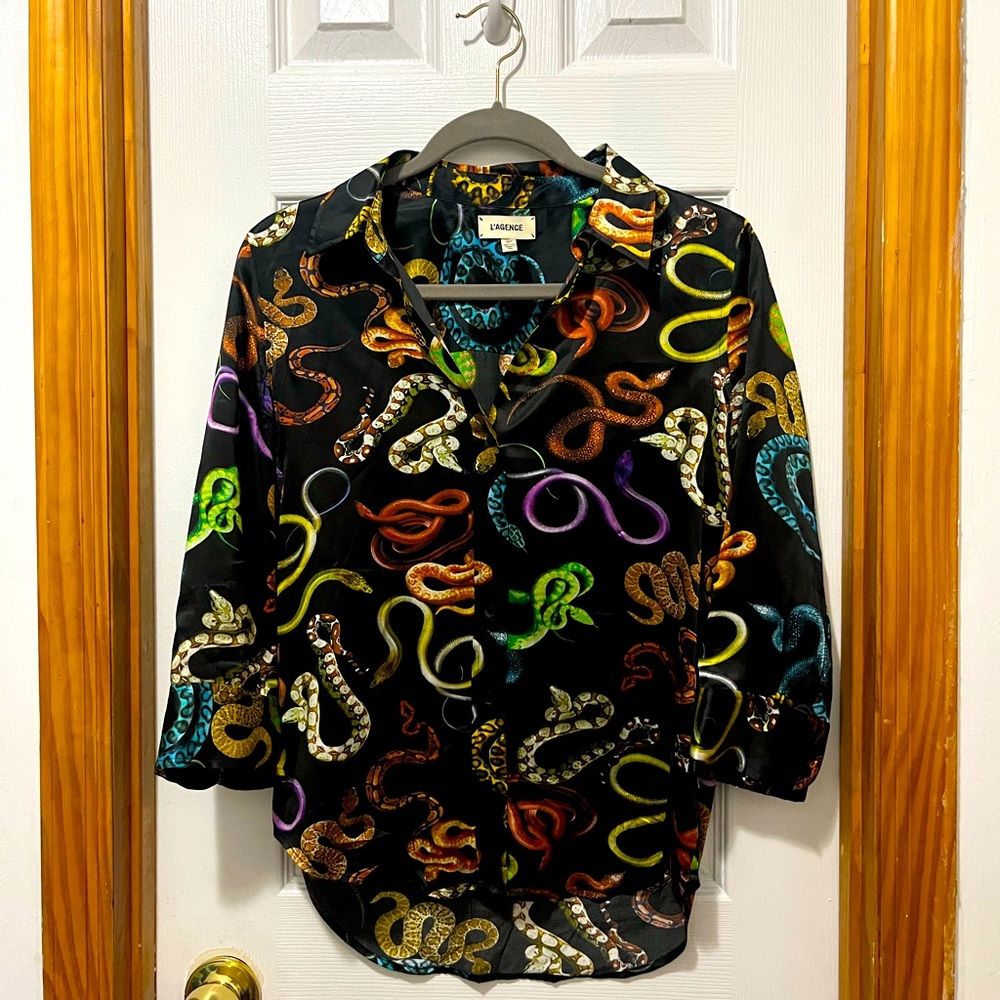 L’Agence Multicolor Snake Print Women’s Shirt